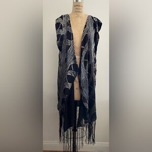 NWT FREE PEOPLE Velvet Burnout Fringed Kimono One Size
